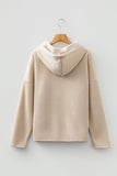 Dark Khaki Thermal Textured Leopard Drawstring Baggy Hoodie