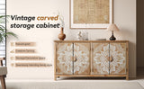 60" Wood Accent Cabinet with 4 Doors - Antique Brown and White