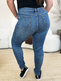 Judy Blue Full Size Mid Waist Distressed Slim Jeans For Women