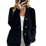 Women's Suit-Collar Thickened Knit Cardigan Coat