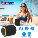 Portable Wireless Speaker Outdoor Party Speaker Mini Waterproof Speaker with 7 RGB Lights Support Calling TWS AUX In MMC Card Input