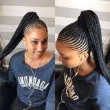 36" Cornrow & Knotless Box Braids Wig | Tribal Braids | Full Lace Front | Faux Locs Accents