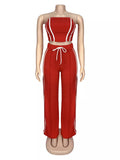 Sleeveless Tube Top and Wide Leg Pants Set