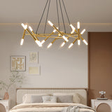 Golden Modern Chandelier Light Fixture with Branch Design - Gold