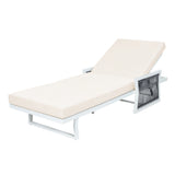White Iron Outdoor Chaise Lounger Set