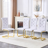 Set of 4 Retro Alligator Skin Dining Chairs, Beige Faux Leather with Crystal Buckles