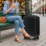 ABS Spinner Wheel Luggage Set with Combination Lock - Black