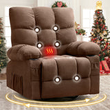 Massage Swivel Recliner Chair with Vibration Massage and Lumbar Heating for Adults,350LBS Oversized Rocker Recliner Single Sofa with Side Pocket,cup holder and USB Charge Port for Living Room