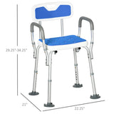 HOMCOM EVA Padded Shower Chair with Arms and Back, Bath Seat with Adjustable Height, Anti-slip Shower Bench for Seniors and Disabled, Tool-Free Assembly, 299lbs