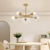 Modern Gold 5-Light Sputnik Chandelier with Clear Glass Shades - 26"