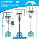 Kids Basketball Hoop Adjustable 5.6-7ft with Wheels