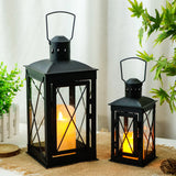 Set of 2 Decorative Candle Lantern Metal Candle Holder Hanging Lantern