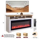 60 Inch Fireplace TV Stand with 50" Electric Fireplace - White