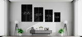 Golden Lotus on Black Flowing Glass Wall Art