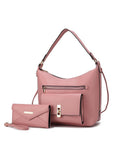 MKF Collection Clara Vegan Leather Women Shoulder Bag with Wristlet Wallet by Mia k