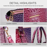 MKF Collection Frankie Gradient Rainbow Faux Crocodile-Embossed Tote Bag Two Pcs by Mia K.