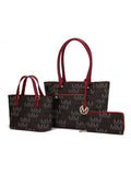 MKF Collection Lady II M Signature Large Tote, Small Tote & Wallet Set, Stylish Womens Handbag M Design by Mia K