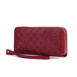MKF Collection Honey Genuine Leather Quilted Flower Embossed Women Wristlet Wallet by Mia K