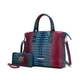 MKF Collection Frankie Gradient Rainbow Faux Crocodile-Embossed Tote Bag Two Pcs by Mia K.