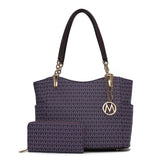 MKF Collection Savannah M Logo Printed Women Tote and Wristlet Wallet by Mia k