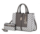 MKF Collection Yuliana Circular M emblem Print Satchel Bag with Wallet by Mia k