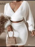 LONG SLEEVE SWEATER TWO PIECE MINI SKIRT