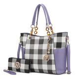 MKF Collection Bonita Checker Tote Handbag & Wallet Set Women by Mia K