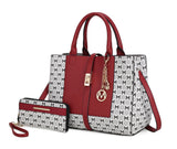 MKF Collection Yuliana Circular M emblem Print Satchel Bag with Wallet by Mia k