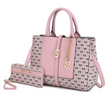 MKF Collection Yuliana Circular M emblem Print Satchel Bag with Wallet by Mia k