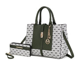 MKF Collection Yuliana Circular M emblem Print Satchel Bag with Wallet by Mia k