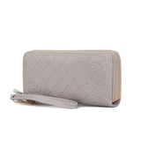 MKF Collection Honey Genuine Leather Quilted Flower Embossed Women Wristlet Wallet by Mia K