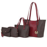 MKF Collection Lippa M Signature Crocodile embossed Vegan Leather Women Tote Bag, Mini Tote Bag, Pouch and Wallet by Mia K