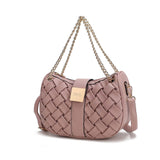 MKF Collection Solari Braided Chain Shoulder Bag. Stylish Handbag with Gold Tone Accents by Mia K.