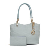 MKF Collection Savannah M Logo Printed Women Tote and Wristlet Wallet by Mia k