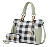 MKF Collection Bonita Checker Tote Handbag & Wallet Set Women by Mia K