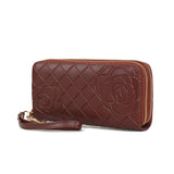 MKF Collection Honey Genuine Leather Quilted Flower Embossed Women Wristlet Wallet by Mia K