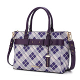 MKF Collection Coleen Vegan Leather Women Plaid Satchel Bag by Mia k