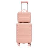 ABS 2-Piece Luggage Set with Spinner Wheels and Combination Lock - Pink