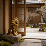 24-Inch Lion Statue, Resin Outdoor Guardian Sculpture, Gold
