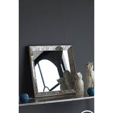 Antique Rectangle Mirror with Floral Accents - Pearl Silver