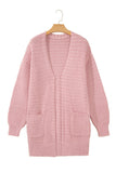 Light Pink Open Front Soft Fuzzy Ribbed Sweater Cardigan