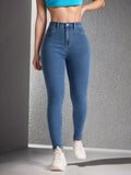 Stretchy Slim-fit Skinny Jeans High-waisted With Tummy-control Design