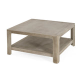 Square Coffee Table With Storage, Light Ash, 34-Inch