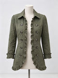 Floral Embroidered Ruffle Trim Double-Breasted Boho Cardigans