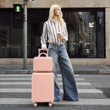 ABS 2-Piece Luggage Set with Spinner Wheels and Combination Lock - Pink