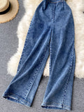 Halter Neck Wide Leg Denim Jumpsuit