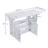 White Folding Kitchen Island with Storage Shelves and Wheels