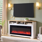 60 Inch Fireplace TV Stand with 50" Electric Fireplace - White