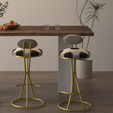 Football Print Bar Stools Set of 2, Counter Height, Gold Frame, Creamy White Velvet