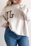 Gray WWJD Mix Pattern Letter Graphic Exposed Seam Loose Plus Size Sweatshirt